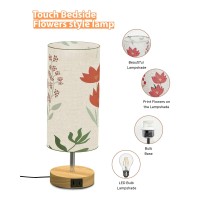 Lanmonlily Touch Bedside Lamp With Two Usb Charging Ports Threeway Adjustable Brightness Table Lamp With Patterned Linen Shad