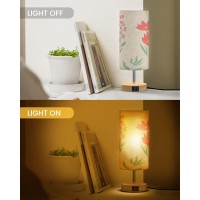 Lanmonlily Touch Bedside Lamp With Two Usb Charging Ports Threeway Adjustable Brightness Table Lamp With Patterned Linen Shad