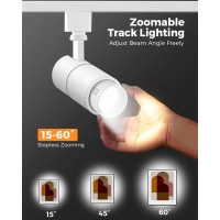 Vanoopee 3Color Zoomable 10W Led Track Lighting Heads H Type Track Light Heads Dimmable Bright Ceiling Spotlight Fixtures Accen