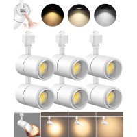 Vanoopee 3-Color Zoomable 20W Led Track Lighting Heads H Type Track Light Heads Dimmable Bright Ceiling Spotlight Fixtures For Kitchen, 3000K 4000K 5000K Adjustable, Cri90+ 15-60 2000Lm White 6 Pack