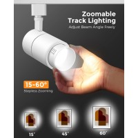 Vanoopee 3-Color Zoomable 20W Led Track Lighting Heads H Type Track Light Heads Dimmable Bright Ceiling Spotlight Fixtures For Kitchen, 3000K 4000K 5000K Adjustable, Cri90+ 15-60 2000Lm White 6 Pack