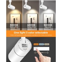 Vanoopee 3-Color Zoomable 20W Led Track Lighting Heads H Type Track Light Heads Dimmable Bright Ceiling Spotlight Fixtures For Kitchen, 3000K 4000K 5000K Adjustable, Cri90+ 15-60 2000Lm White 6 Pack