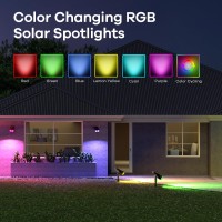 Consciot Solar Color Changing Outdoor Spotlights 7 Lighting Modes Outside Solar Lights Waterproof Ip67 Multicolor Christmas De