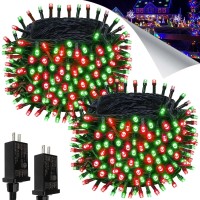 Super Bright Extendable 2Pack 164Ft 400 Led Extendable Red And Green Christmas Lights, Waterproof 8 Lighting Modes String Lights, Green Wire Fall Lights For Tree Fall Christmas Decoration (Red &Green)