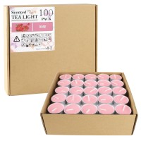 100 Pcs Scented Tealight Candles Pink For Home Mini Votive Candles Bulk Rose Fragrance Tea Light For Anniversaries Weddings Dec