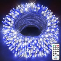 Knonew 1000 Led Christmas Lights Outdoor 403Ft Blue And White String Light With Remote Control 8 Modes And Timer Memory Waterproof Fairy Lights Decorations For Xmas Tree Yard Wedding Backdrop Decor