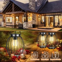 Solar Lantern Solar Lights For Outside Waterproof Outdoor Hanging Lanterns Metal Solar Powered Tree Lights With Hook Garden