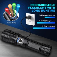 Bercol Flashlights High Lumens Rechargeable 990 000 Lumens Super Bright Led Flashlight With 5 Modes Ipx6 Waterproof Powerful F