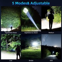 Bercol Flashlights High Lumens Rechargeable 990 000 Lumens Super Bright Led Flashlight With 5 Modes Ipx6 Waterproof Powerful F