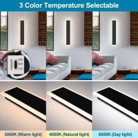 Xbuyee 24Inch Modern Outdoor Wall Light Porch Light Led Long Wall Lighting Fixture Ip65 Waterproof Wall Lamps, Dimmable 24W 2200Lm Black Wall Sconce, 3000K/4000K/5000K Selectable, Etl