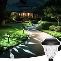 Suncket 8 Pack Solar Outdoor Lights, Bright Solar Pathway Lights With Great Pattern, Waterproof Auto On/Off Solar Lights For Outside Garden Walkway Driveway Lawn Pathway