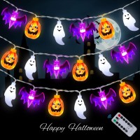 Halloween Lights 20Ft 30 Led, 3D Pumpkin Bat Ghost Halloween String Lights Battery Operated With Timer, 8 Lighting Modes Waterproof Halloween Decorations Indoor Outdoor Home Party Decor