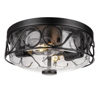 Rosient Industrial Flush Mount Ceiling Light Close To Ceiling Light Fixture With Black Metal Cage 2Light Ceiling Lamp With Bu