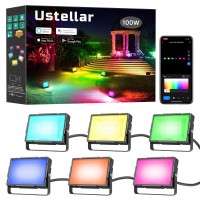 Ustellar Rgbw Flood Light Outdoor Smart Wifi Outdoor Color Changing Landscape Lights Warm White Ip66 100W Total App Control