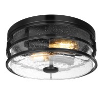 Flush Mount Ceiling Light Fixture 12 Inch Close To Ceiling Light With Black Metal Cage Modern Industrial Ceiling Lamp With See