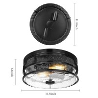 Flush Mount Ceiling Light Fixture 12 Inch Close To Ceiling Light With Black Metal Cage Modern Industrial Ceiling Lamp With See