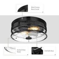 Flush Mount Ceiling Light Fixture 12 Inch Close To Ceiling Light With Black Metal Cage Modern Industrial Ceiling Lamp With See