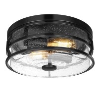 Flush Mount Ceiling Light Fixture 12 Inch Close To Ceiling Light With Black Metal Cage Modern Industrial Ceiling Lamp With See