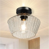 Frideko Home Semi Flush Mount Ceiling Light Glass Ceiling Light Fixture Black Hallway Light Fixtures Modern Light Fixtures Cei