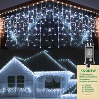 Knonew 1600 Led Christmas Lights Outdoor Decoration White 164Ft Timer 8Modes Hanging Fairy String Lights With 320 Drops, Plug In Waterproof Indoor Decor For Holiday Wedding Party Window Garden