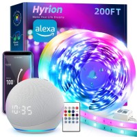 Hyrion Smart Led Light Strips,200 Ft Wifi Led Light,Sound Activated Color Changing With Alexa And Google,Sync Music With Led Strip Lights For Bedroom For Living Room, Home Decor