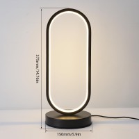 Edier Dimmable Touch Control Table Lamp Oval Modern Bedside Lamp With 3 Colors Of Led Lights Small Black Decorative Lamp For