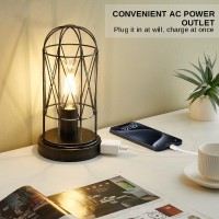 Gyrovu Small Touch Table Lamp Set Of 2 3 Way Dimmable Industrial Bedside Lamp With Ac Outlet Rustic Steampunk Nightstand Lamp F