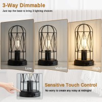 Gyrovu Small Touch Table Lamp Set Of 2 3 Way Dimmable Industrial Bedside Lamp With Ac Outlet Rustic Steampunk Nightstand Lamp F