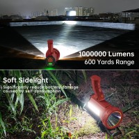 Buysight Rechargeable Spotlight Flashlight 1000 000 Lumens 600 Yards Range Solar Charge Hand Held Large Flashlights With Red Le