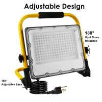 Ouside 150W Led Work Light 15000Lm Construction Light With 1575 In Cable 1000W Equivalent 6500K Portable Adjustable Working L