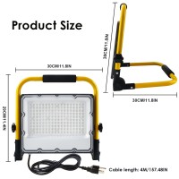 Ouside 150W Led Work Light 15000Lm Construction Light With 1575 In Cable 1000W Equivalent 6500K Portable Adjustable Working L