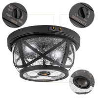 Laplusbelle Motion Sensor Ceiling Light Fixture Outdoor Flush Mount Manual Dusk To Dawn Matte Black Waterproof Indoor Ceiling Li