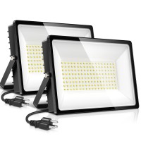 2 Pack Led Work Light, 100W Led Flood Light Outdoor 10000Lm With Us Plug,Ip66 Waterproof Outdoor Security Lights,6500K Daylight White Dob Drive Outside Floodlights For Playground Yard, Patio