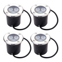 Yissone 4 Pack 3W 8Cm Led Buried Light 95-265V Ip67 Recessed Underground Light For Deck Driveway Garden