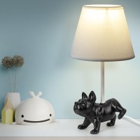 Herbestbay Kids Table Lamp, Adorable 13 Inch French Bulldog Style Kids Desk Lamp, Black Dog Bedside Lamp Ideal For Children'S Bedroom Decor, Includes Led Bulb