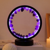 Runyansghi Amethyst Night Lamp 86 Natural Healing Crystal Bedside Lamp Usb Port 3 Colours Dimming Mode Bedroom Lamp Suitable