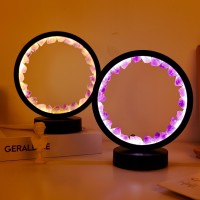 Runyansghi Amethyst Night Lamp 86 Natural Healing Crystal Bedside Lamp Usb Port 3 Colours Dimming Mode Bedroom Lamp Suitable