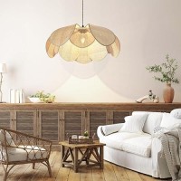 Lmlaite Plug In Pendant Light Rattan Hanging Lamp With Dimmable Switch 15Ft Hemp Rope Cord Handwoven Boho Rattan Lampshade Hangi