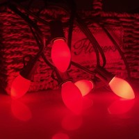 C7 Christmas Outdoor String Lights 25 Feet Edison String Lights With 27 5W Red Glass Bulbs(2 Spare), Connectable Hanging Christmas Lights For Backyard Porch Balcony Party Xmas Decor, Green Wire