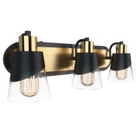 Ursola Bathroom Vanity Light 3 Lights Bathroom Light Fixtures 197 Inch Bathroom Light Fixtures Over Mirror Black And Gold Wi