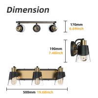 Ursola Bathroom Vanity Light 3 Lights Bathroom Light Fixtures 197 Inch Bathroom Light Fixtures Over Mirror Black And Gold Wi