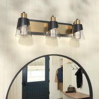 Ursola Bathroom Vanity Light 3 Lights Bathroom Light Fixtures 197 Inch Bathroom Light Fixtures Over Mirror Black And Gold Wi