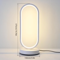 Edier Dimmable Touch Control Table Lamp Oval Modern Bedside Lamp With 3 Colors Of Led Lights Small White Decorative Lamp For