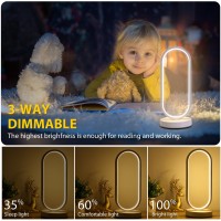 Edier Dimmable Touch Control Table Lamp Oval Modern Bedside Lamp With 3 Colors Of Led Lights Small White Decorative Lamp For