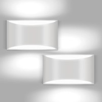 Aiilsmp 2 Pack Wall Sconces Indoor White Modern Led Wall Sconce Hardwired Up And Down Wall Light Fixture For Bedroom Hallway Cor