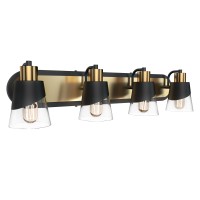 Ursola Bathroom Vanity Light 4 Lights Bathroom Light Fixtures 283 Inch Bathroom Light Fixtures Over Mirror Black And Gold W