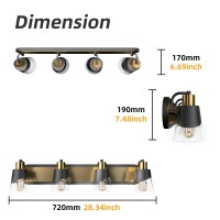 Ursola Bathroom Vanity Light 4 Lights Bathroom Light Fixtures 283 Inch Bathroom Light Fixtures Over Mirror Black And Gold W