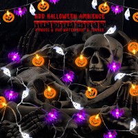 Timer 2 Pack Halloween Lights Indoor Outdoor 20Ft 60 Led Pumpkin Bat Ghost Battery Operated String Lights 8 Lighting Modes W