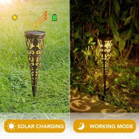 4 Pack Solar Pathway Lights Outdoor Garden Decorative, New Upgraded Metal Solar Outdoor Lights With Patterns, Waterproof Solar Garden Lights Solar Landscape Lights For Path Patio Yard Walkway Backyard