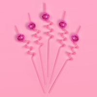 Xo Fetti Pink Disco Ball Reusable Swirly Straw Set 16 Pc Groovy Birthday Party Supplies Last Disco Bachelorette Decoration